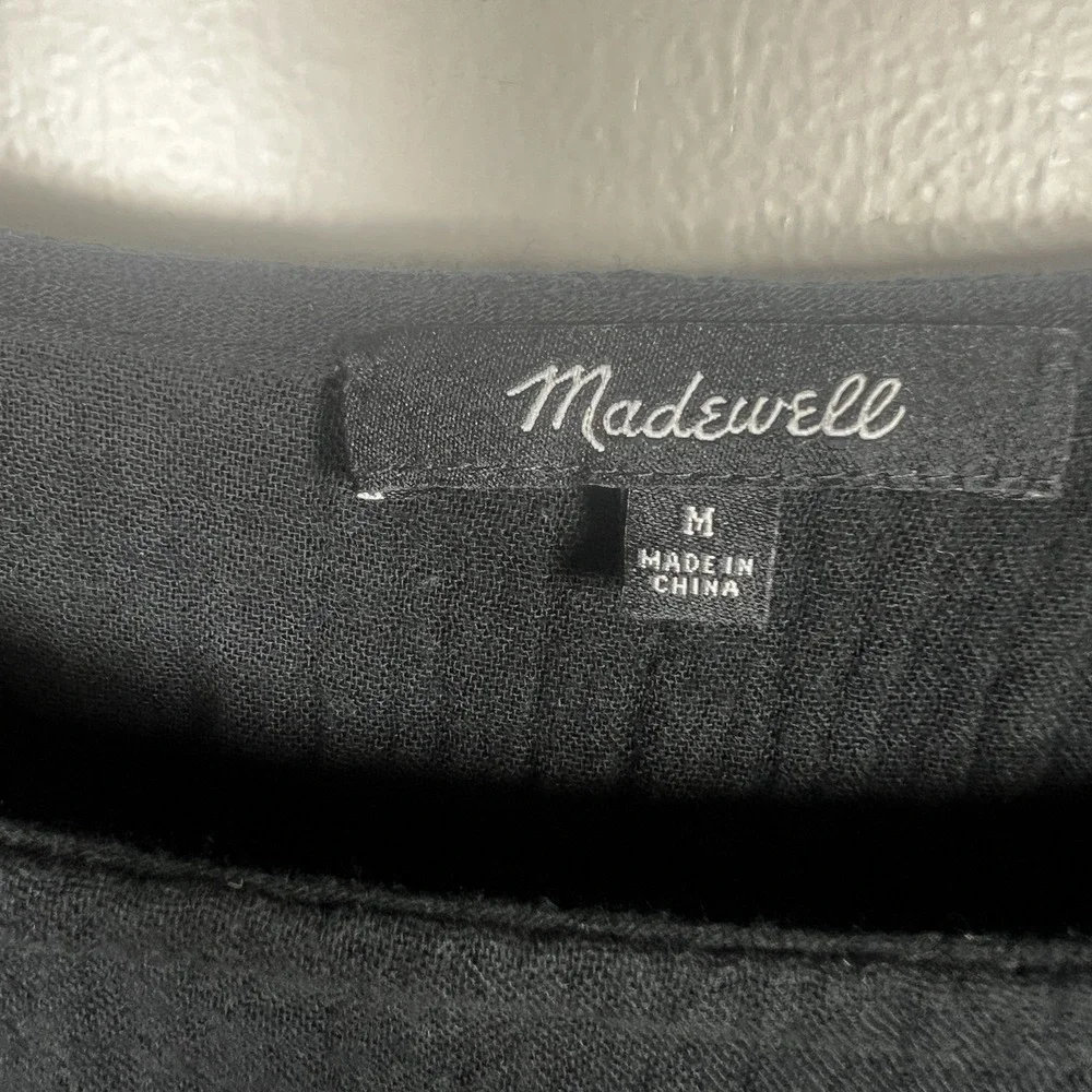 Madewell Puff Sleeve Lightspun Millbrook Peplum Top Square Neck Size‎ M Boho